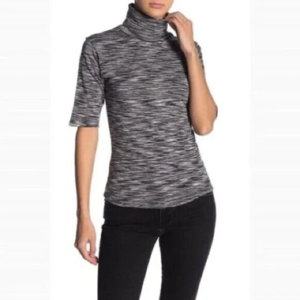 Free People Sunshine Space Dye Elbow Sleeve Turtleneck, Size XS